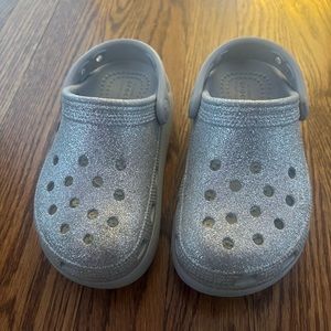 Silver Sparkling Crocs